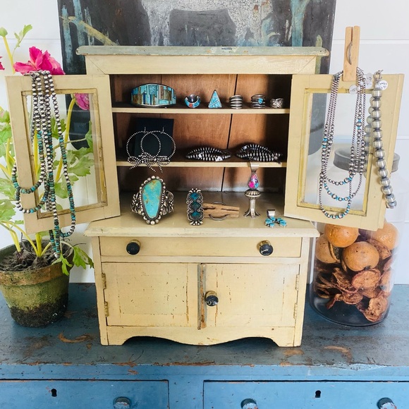 ♥️ Navajo ♥️ Lester James Sterling Silver & Kingman Turquoise Triangle Ring - Picture 12 of 14